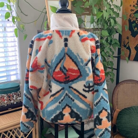 Free People Movement Hit The Slopes Printed Fleece Jacket Cream Multi Combo - Picture 4 of 9